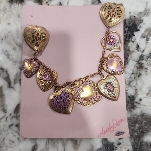 Heart Charm Pin with Purple and Brass Accents